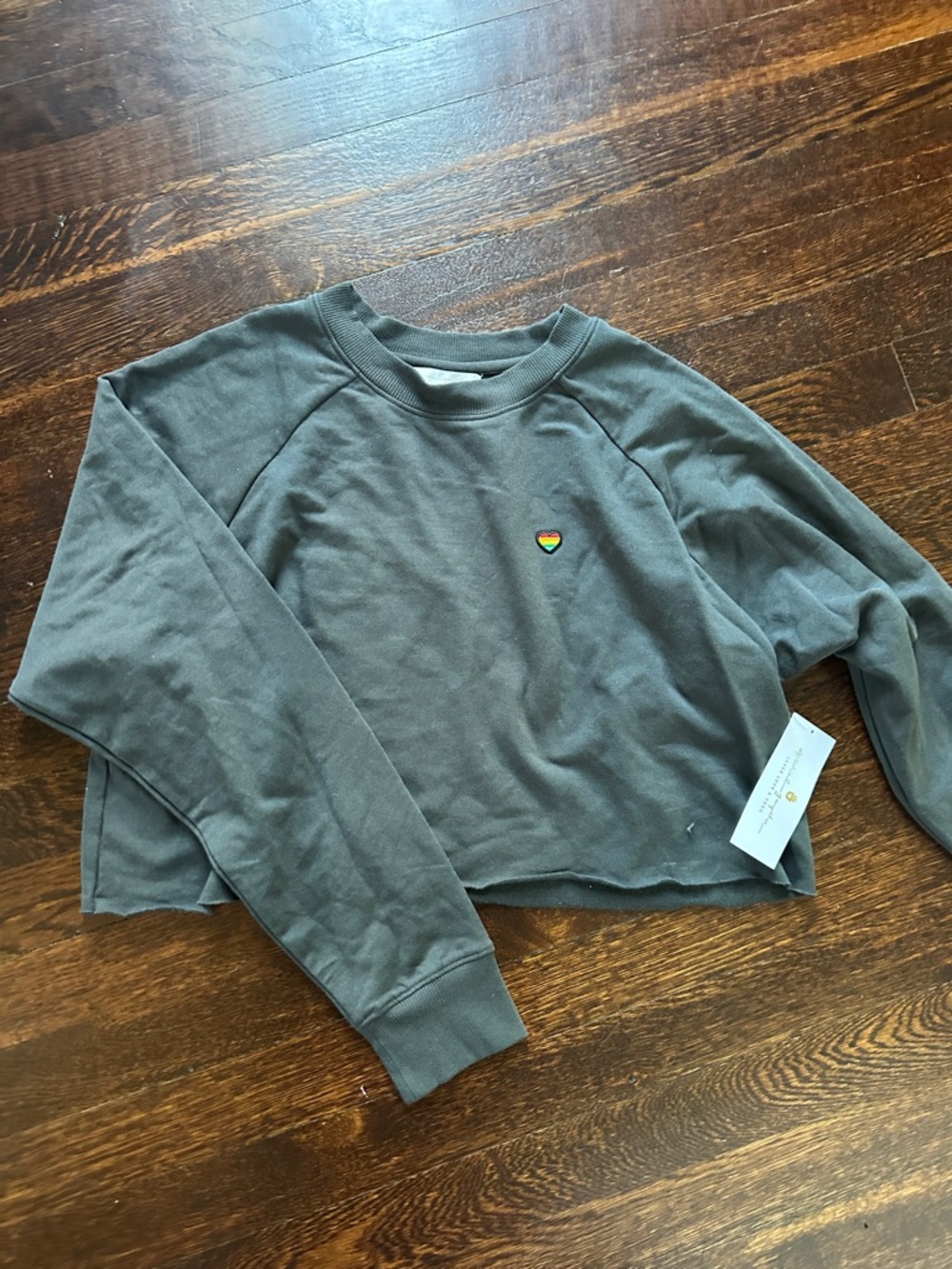Spiritual Gangster Charcoal 'HAPPY' Cropped Sweatshirt